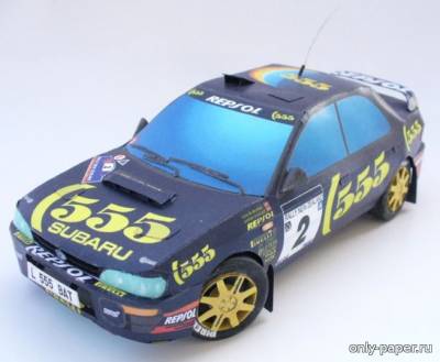 Сборная бумажная модель / scale paper model, papercraft Subaru Impreza WRX New Zealand Rally 1995 (MV Model) 