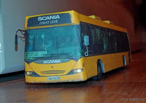 Сборная бумажная модель / scale paper model, papercraft Scania OmniLink CL94UB г. Пенза (Упрощение и перекрас модели от Alexandrlion) 