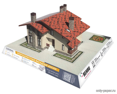 Модель дома по проекту 62-15D из бумаги/картона