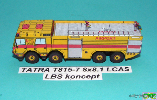Модель аэродромного пожарного автомобиля Tatra 817 LCAS 8x8 из бумаги