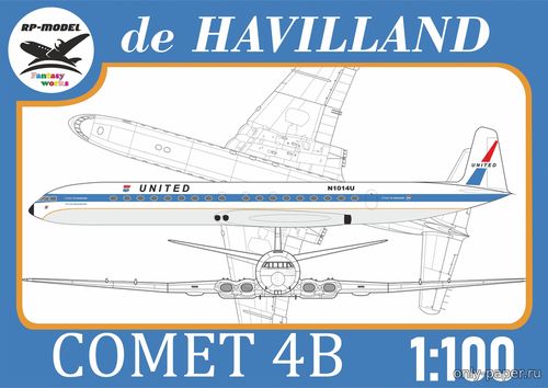 Сборная бумажная модель / scale paper model, papercraft de Havilland Comet Comet 4B United (RP-model) 