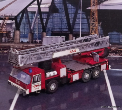Сборная бумажная модель / scale paper model, papercraft Пожарная автолестница АЛ-60 на базе Tatra T815 (Переработка автокрана T815 AD 28 от PR Model) 
