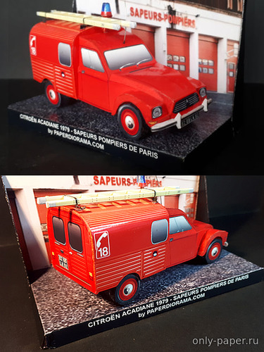 Сборная бумажная модель / scale paper model, papercraft Citroen Acadiane Sapeurs Pompiers (Paperdiorama) 