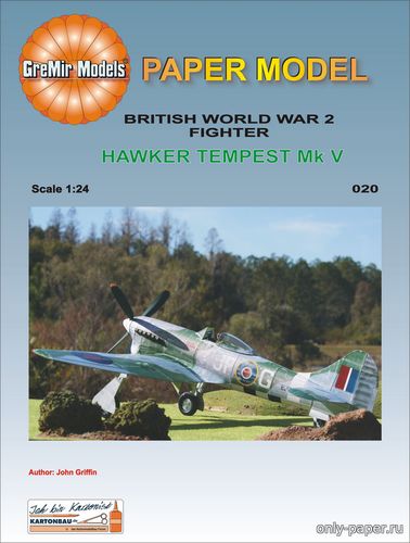 Сборная бумажная модель / scale paper model, papercraft Hawker Tempest Mk V (GreMir 020) 