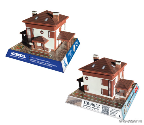 Сборная бумажная модель / scale paper model, papercraft Макет дома по проекту 57-65 