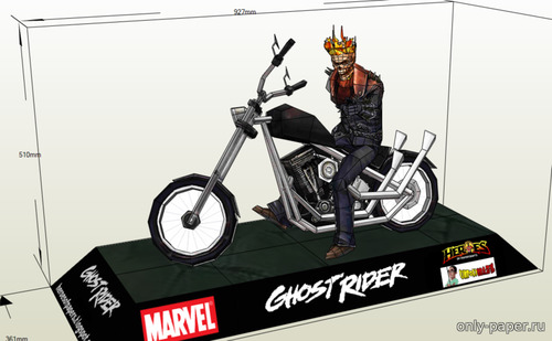 Сборная бумажная модель / scale paper model, papercraft Призрачный гонщик / Ghost Rider 