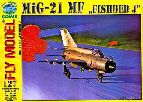 Сборная бумажная модель / scale paper model, papercraft МиГ-21 MФ / MiG-21 MF «Fishbed J» (Fly Model 127) 