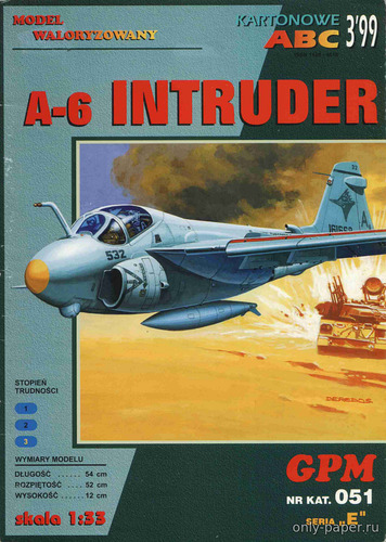 Модель самолета Grumman A-6 Intruder из бумаги/картона