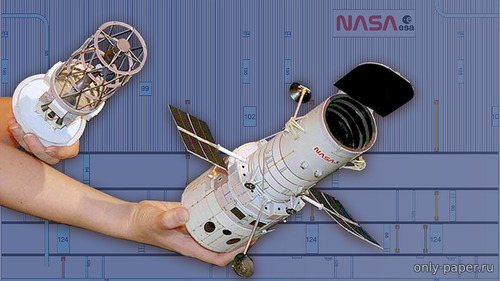 Сборная бумажная модель / scale paper model, papercraft Космический телескоп Hubble / Hubble Space Telescope (Ton Noteboom) 