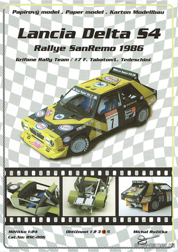 Сборная бумажная модель / scale paper model, papercraft Lancia Delta S4 (Rallye SanRemo 1986 Grifone Rally Team #7) (Ondrej Hejl RSC-006) 