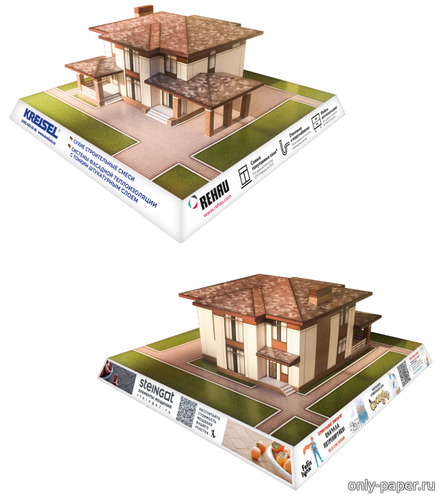 Сборная бумажная модель / scale paper model, papercraft Макет дома по проекту 63-91 