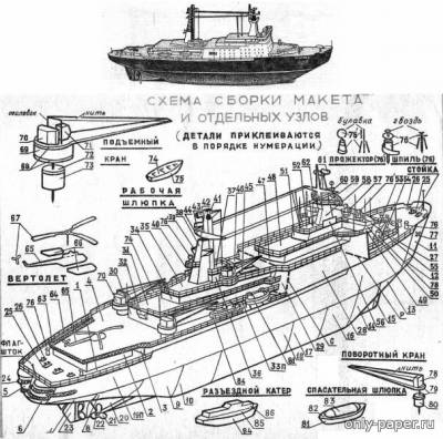 Модель ледокола «Арктика» из бумаги/картона