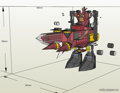 Модель шагающего корабля Dai-Gurren из бумаги/картона