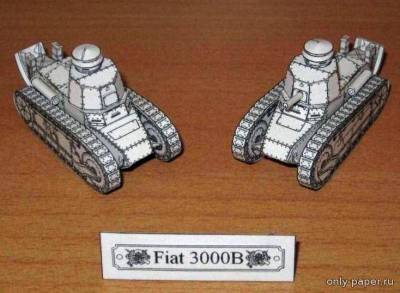 Модель лёгкого танка Fiat 3000B из бумаги/картона