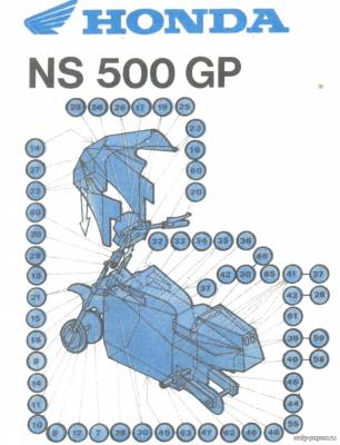 Сборная бумажная модель / scale paper model, papercraft Honda NS 500 GP (Левша 1/1997) 