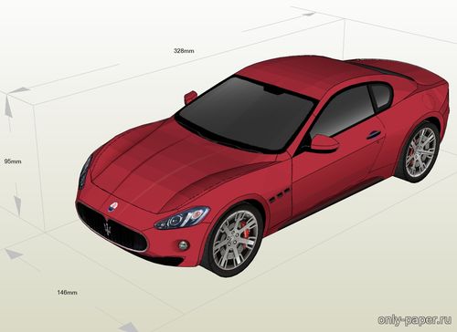 Сборная бумажная модель / scale paper model, papercraft Maserati GranTurismo 