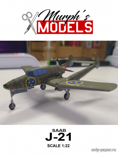 Сборная бумажная модель / scale paper model, papercraft Saab J-21 
