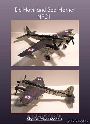 Сборная бумажная модель / scale paper model, papercraft De Havilland Sea Hornet NF.21 