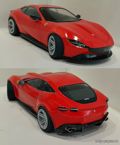 Сборная бумажная модель / scale paper model, papercraft Ferrari Roma (Alex Vibe) 