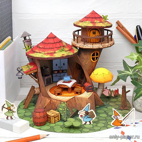 Сборная бумажная модель / scale paper model, papercraft Грибной дом / Mushroom House 