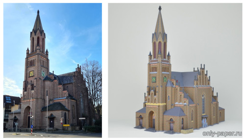 Сборная бумажная модель / scale paper model, papercraft Церковь Святого Ламберта / Kirche St. Lambertus 