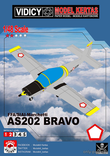 Сборная бумажная модель / scale paper model, papercraft FFA AS 202 Bravo (Vidicy Modelkit Kertas) 