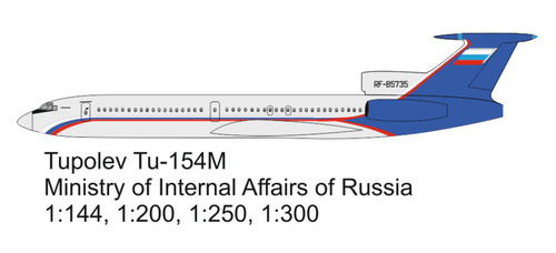 Сборная бумажная модель / scale paper model, papercraft Ту-154М МВД России (Векторная переработка и перeмасштаб модели от PR Models) 