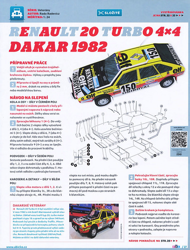 Сборная бумажная модель / scale paper model, papercraft Renault 20 Turbo 4x4 Dakar 1982 (ABC 17/2023) 