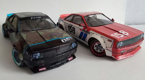 Сборная бумажная модель / scale paper model, papercraft Nissan Silvia S14 Rocket Bunny Boss 