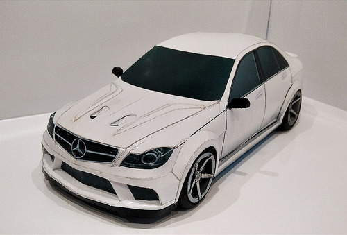 Сборная бумажная модель / scale paper model, papercraft Mercedes-Benz C63 W204 AMG (Alex Vibe) 