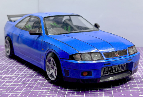 Сборная бумажная модель / scale paper model, papercraft Nissan Skyline GT-R R33 (Даня Ермолаев - Никита Муминов) 