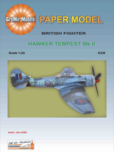 Сборная бумажная модель / scale paper model, papercraft Hawker Tempest Mk II (GreMir 028) 