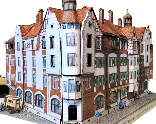 Сборная бумажная модель / scale paper model, papercraft Здание Blauflesch / Blauflesch Gebäude 