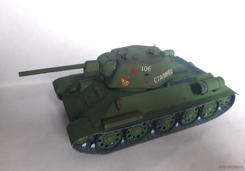 Сборная бумажная модель / scale paper model, papercraft T-34-76-model-1943 (Переработка модели от Bestpapermodels) 