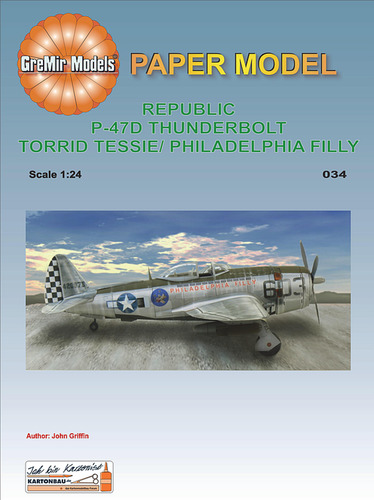 Сборная бумажная модель / scale paper model, papercraft Republic P-47D Thunderbolt "Torrid Tessie" (GreMir 034) 