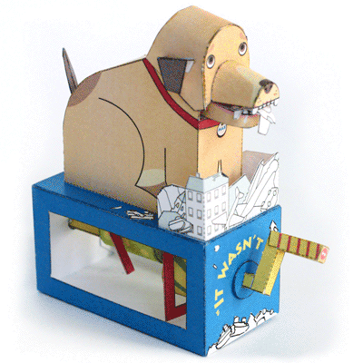 Игрушка - жующая собака из бумаги/картона