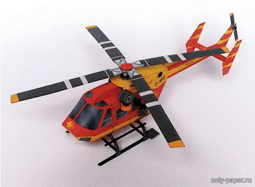Модель спасательного вертолета из бумаги/картона