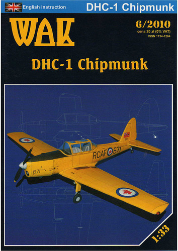 Сборная бумажная модель / scale paper model, papercraft DHC-1 Chipmunk (WAK 6/2010) 