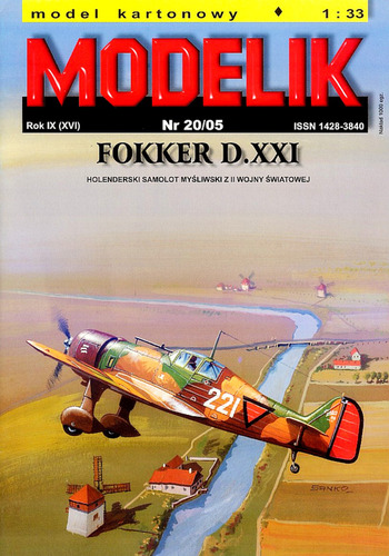 Сборная бумажная модель / scale paper model, papercraft Fokker D.XXI (Modelik 20/2005) 