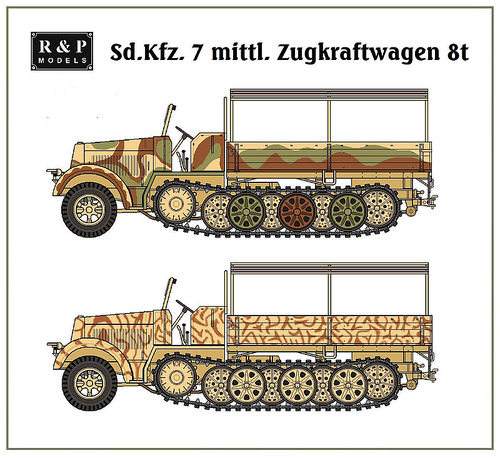 Сборная бумажная модель / scale paper model, papercraft Sd. Kfz 7 Late (Перекрас R & P Models) 