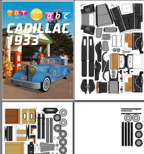 Сборная бумажная модель / scale paper model, papercraft Cadillac 1933 (Векторный перекрас ABC 8/2009) 