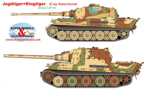 Сборная бумажная модель / scale paper model, papercraft Jagdtiger + Kingtiger (BestPaperModels) 