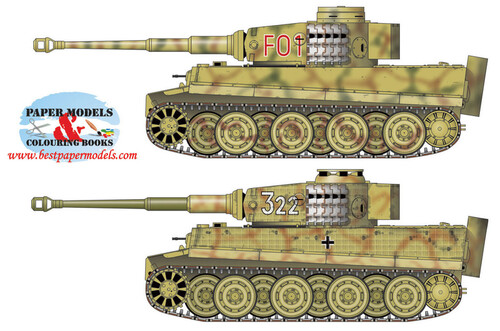 Сборная бумажная модель / scale paper model, papercraft Tiger I (late) (BestPaperModels) 