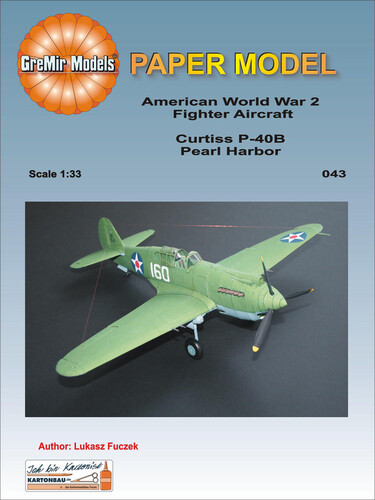 Сборная бумажная модель / scale paper model, papercraft Curtiss P-40B (GreMir Models 43) 