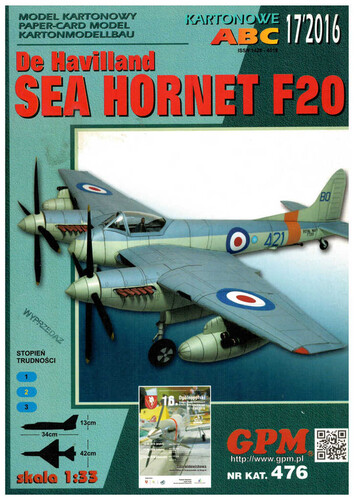 Сборная бумажная модель / scale paper model, papercraft De Haviland Sea Hornet F20 (GPM 476) 