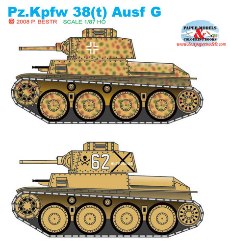 Сборная бумажная модель / scale paper model, papercraft PzKfw (38)t Ausf G (BestPaperModels) 