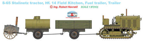 Сборная бумажная модель / scale paper model, papercraft S-65 Stalinetz + Hf14 Filed Kitchen + Fuel trailer + Trailer (BestPaperModels) 