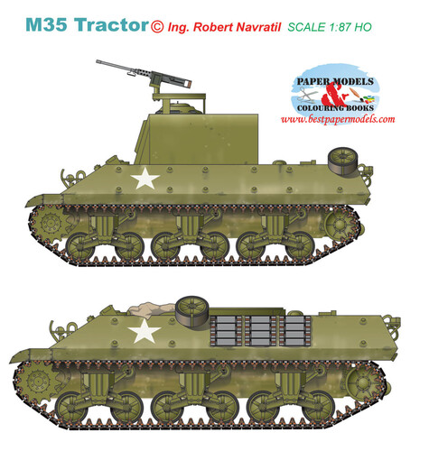 Сборная бумажная модель / scale paper model, papercraft M35 Tractor (BestPaperModels) 