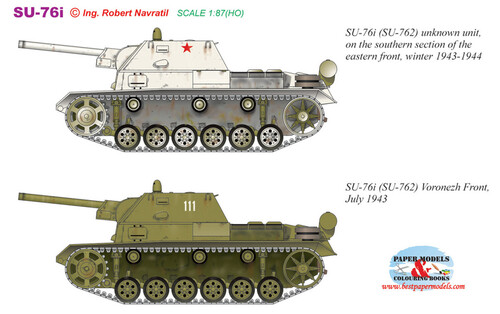 Сборная бумажная модель / scale paper model, papercraft Su-76i (BestPaperModels) 