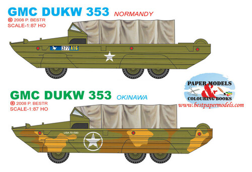 Сборная бумажная модель / scale paper model, papercraft GMC DUKW 353 (BestPaperModels) 
